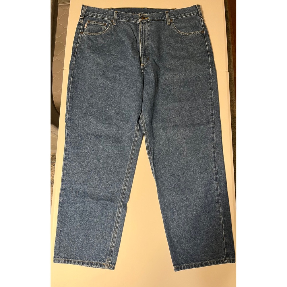 Carhartt Mens Relaxed Fit Straight Leg Baggy Blue Denim Jeans Size 42x30 RN14806